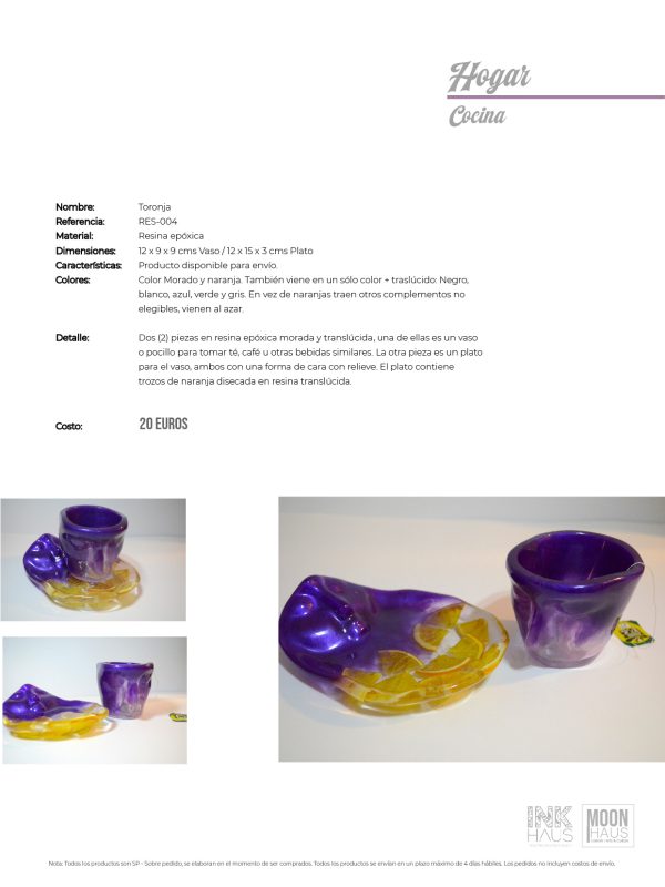 Toronja - Vaso/pocillo en resina epóxica - Imagen 3